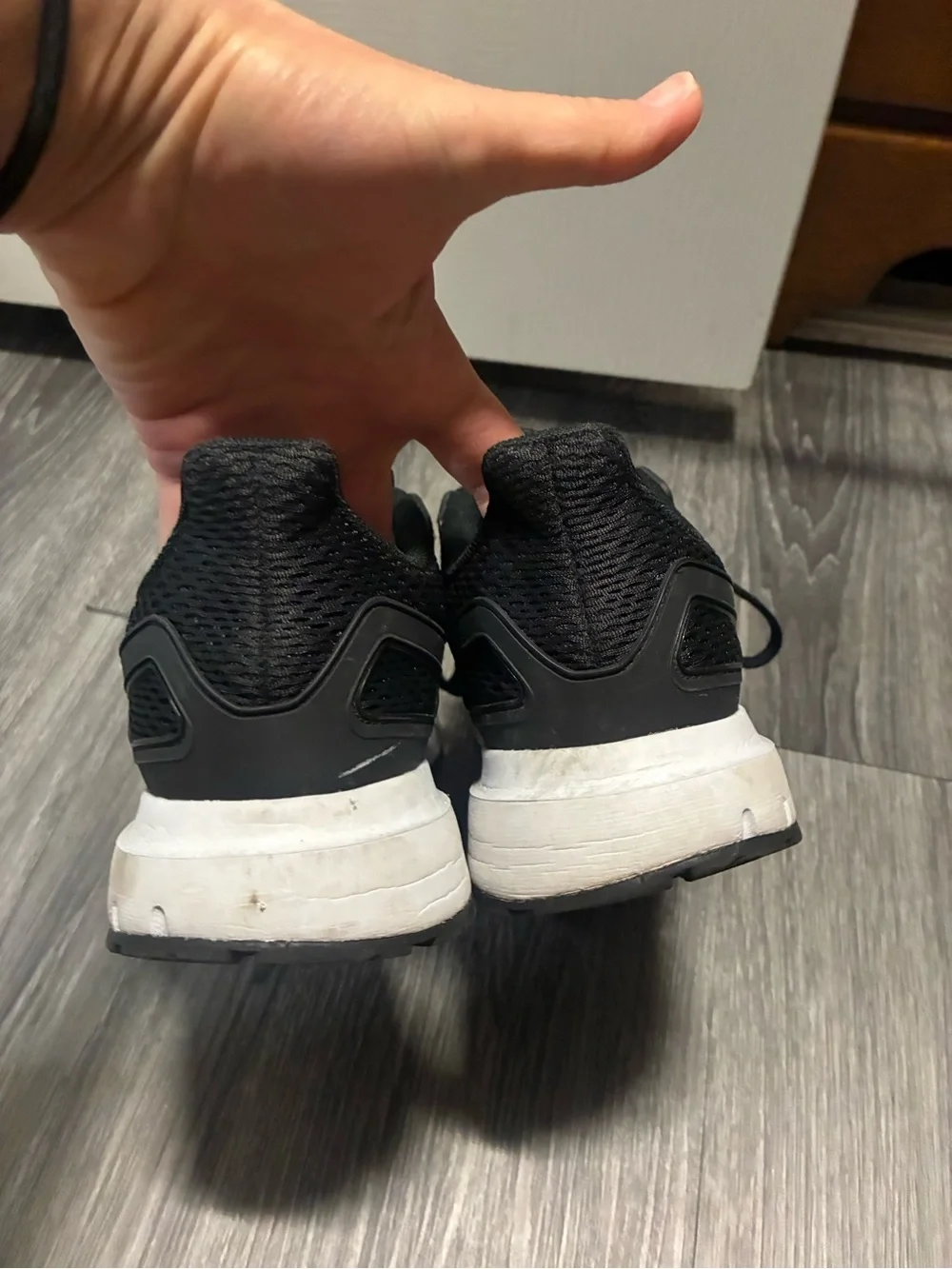 adidas Black and White Mesh Athletic Sneakers
